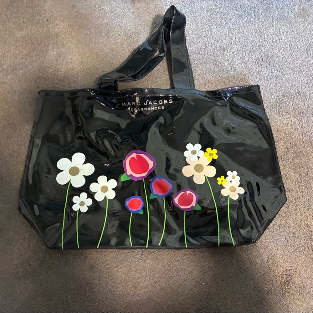 Marc Jacobs Black Tote with Floral Accents